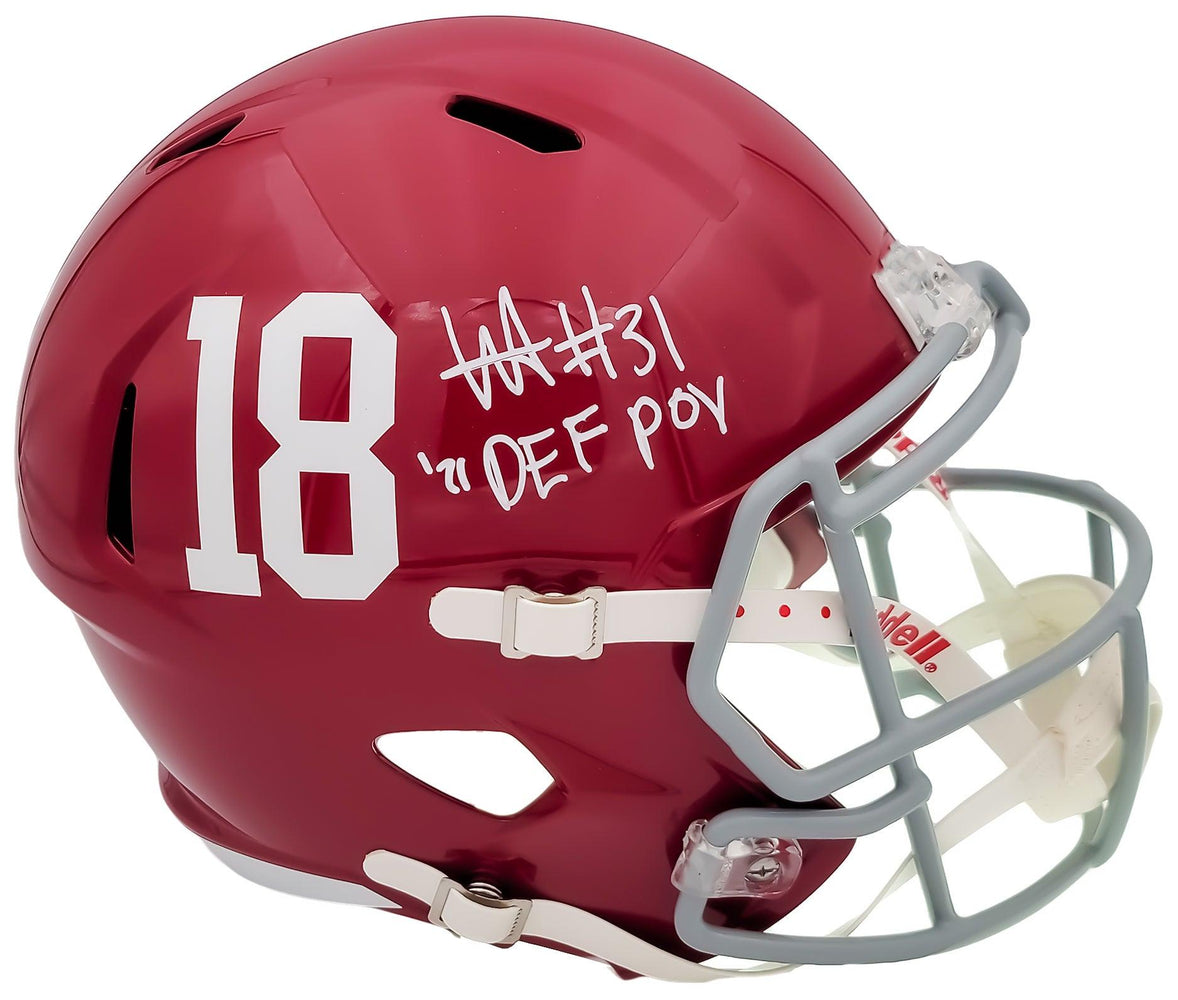 Will Anderson Autographed Alabama Crimson Tide Red Full Size Replica Speed Helmet "21 DEF POY" Beckett BAS QR Stock #202897 - RSA