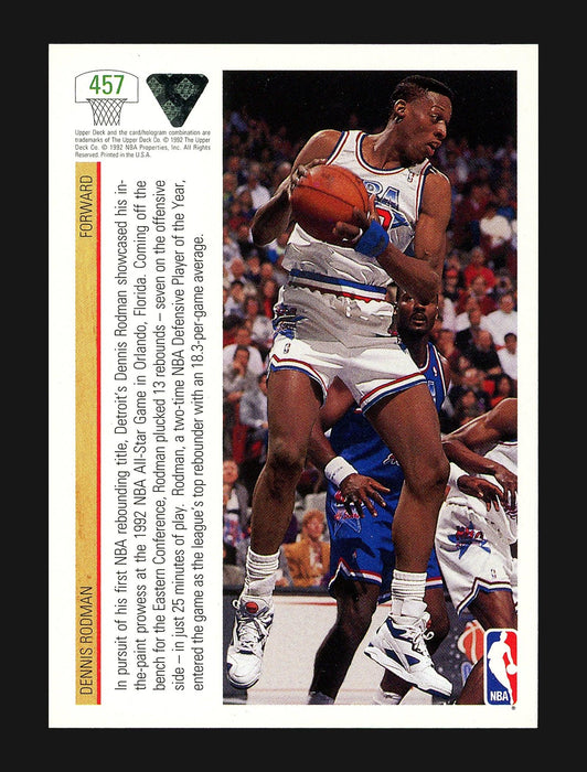 Dennis Rodman Autographed 1991-92 Upper Deck Card #457 Detroit Pistons Stock #190468 - RSA