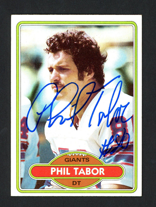 Phil Tabor Autographed 1980 Topps Rookie Card #14 New York Giants SKU #160218 - RSA