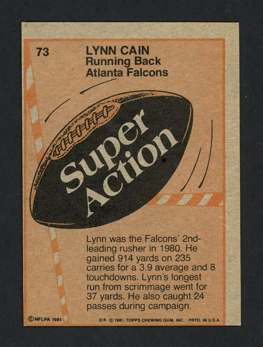 Lynn Cain Autographed 1981 Topps Card #73 Atlanta Falcons SKU #160225 - RSA