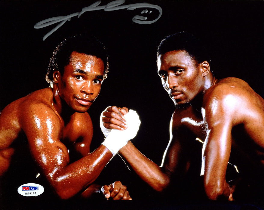 Sugar Ray Leonard Autographed 8x10 Photo vs. Thomas "Hitman" Hearns PSA/DNA Stock #177812 - RSA