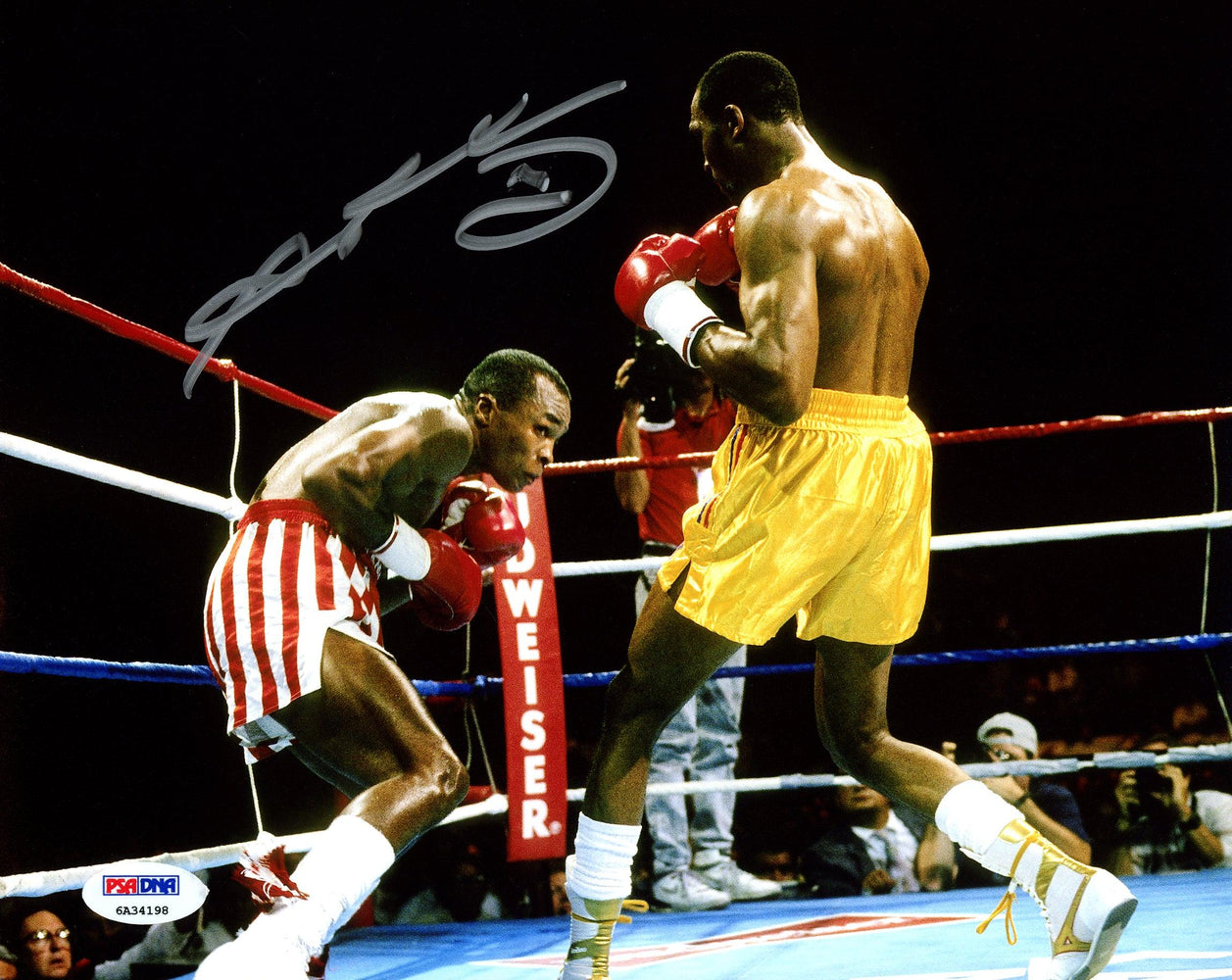 Sugar Ray Leonard Autographed 8x10 Photo vs. Thomas "Hitman" Hearns PSA/DNA Stock #177814 - RSA