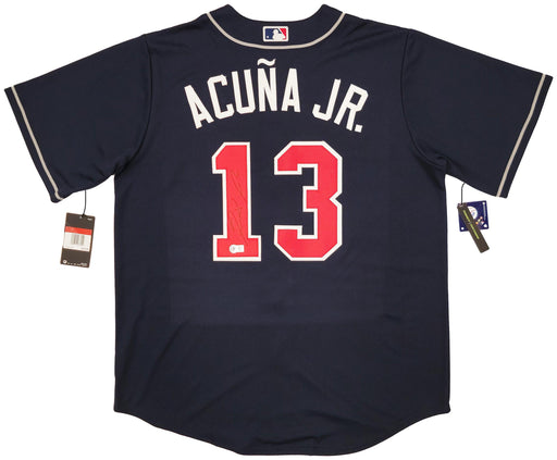 Ronald Acuna Autographed Atlanta Red Nike Full Name Baseball Jersey - JSA