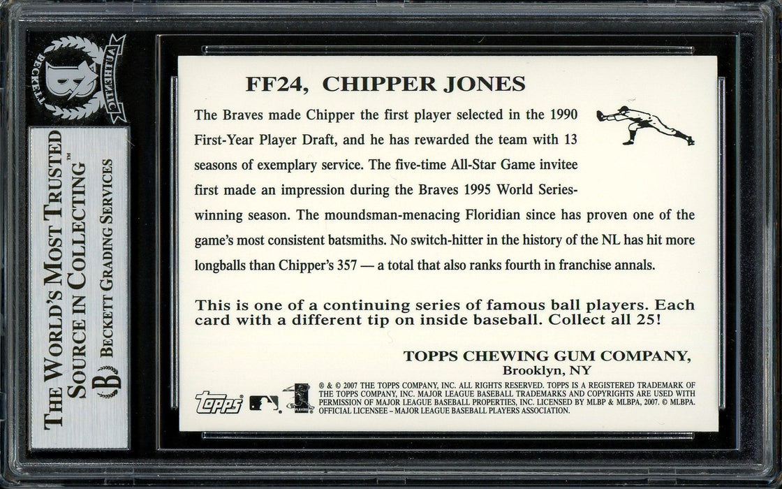 Chipper Jones Autographed 2007 Topps Fan Favorite Card #FF24 Atlanta Braves  Beckett BAS Stock #195974 - Mill Creek Sports