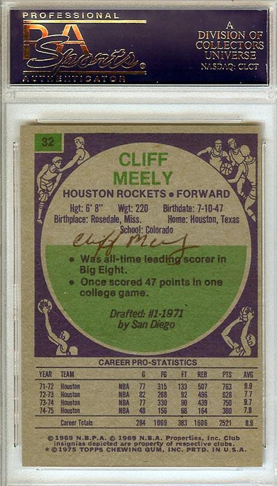 Cliff Meely Autographed 1975 Topps Card #32 Houston Rockets PSA/DNA #83448334 - RSA