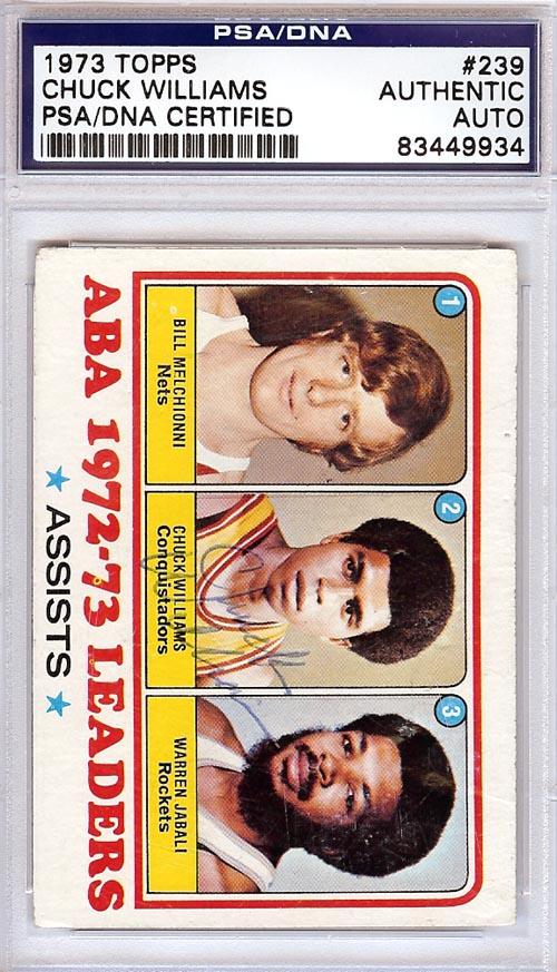 Chuck Williams Autographed 1973 Topps Card #239 San Diego Conquistadors PSA/DNA #83449934 - RSA