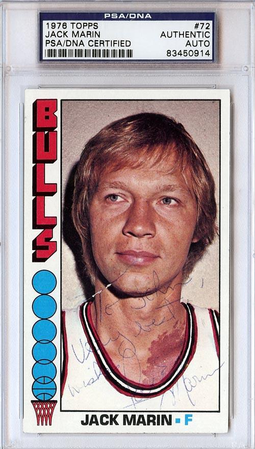 Jack Marin Autographed 1976 Topps Card #72 Chicago Bulls "To John" PSA/DNA #83450914 - RSA