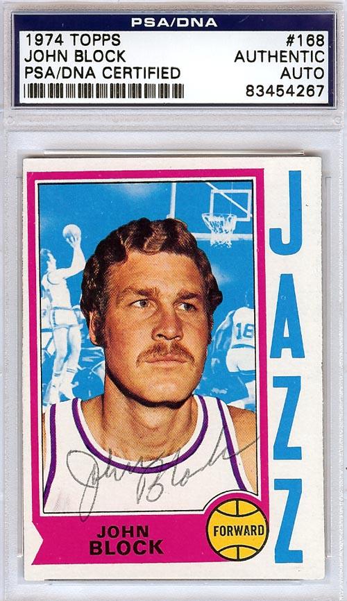 John Block Autographed 1974 Topps Card #168 New Orleans Jazz PSA/DNA #83454267 - RSA