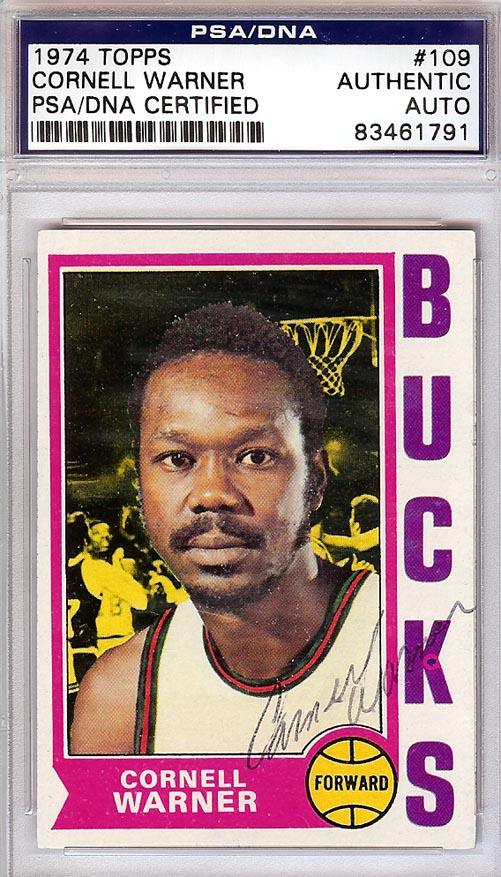 Cornell Warner Autographed 1974 Topps Card #109 Milwaukee Bucks PSA/DNA #83461791 - RSA
