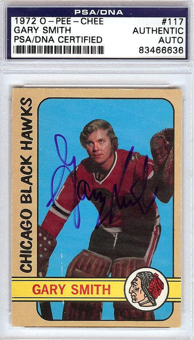 Gary "Suitcase" Smith Autographed 1972 O-Pee-Chee Card #117 Chicago Blackhawks PSA/DNA #83466636 - RSA
