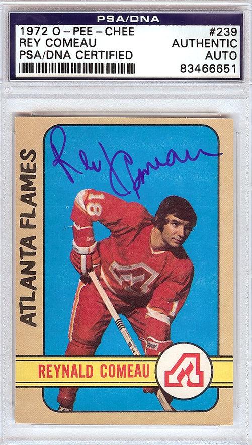 Rey Comeau Autographed 1972 O-Pee-Chee Rookie Card #239 Atlanta Flames PSA/DNA #83466651 - RSA