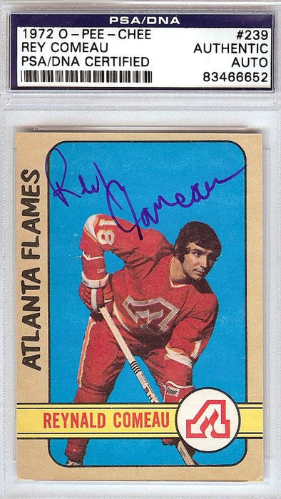 Rey Comeau Autographed 1972 O-Pee-Chee Rookie Card #239 Atlanta Flames PSA/DNA #83466652 - RSA