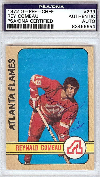 Rey Comeau Autographed 1972 O-Pee-Chee Rookie Card #239 Atlanta Flames PSA/DNA #83466654 - RSA