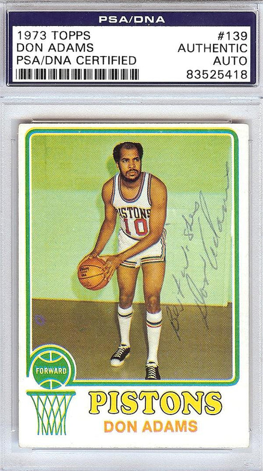 Don Adams Autographed 1973 Topps Card #139 Detroit Pistons PSA/DNA #83525418 - RSA