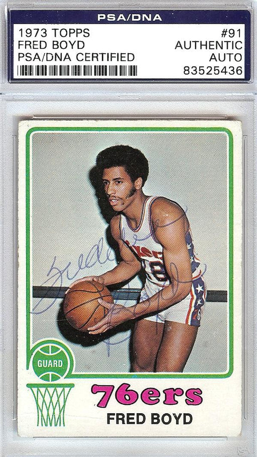 Fred Boyd Autographed 1973 Topps Card #91 Philadelphia 76ers PSA/DNA #83525436 - RSA