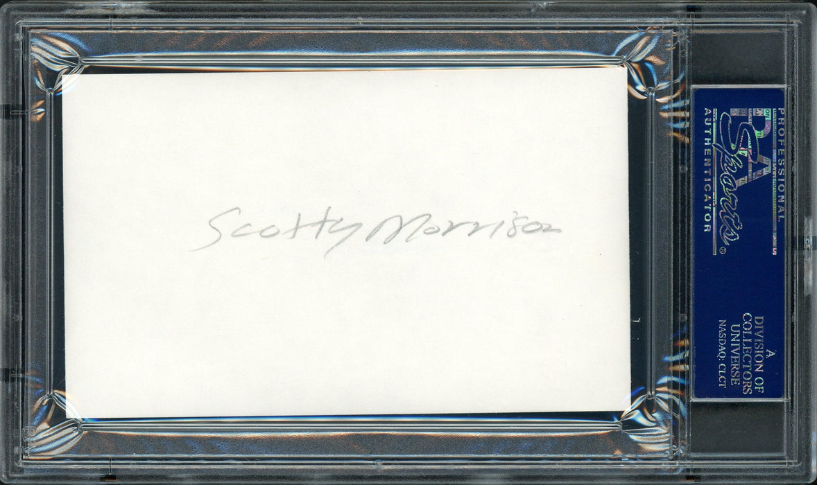Scotty Morrison Autographed 3x5 Index Card NHL Referee & President "HHOF '99" PSA/DNA #83721093 - RSA