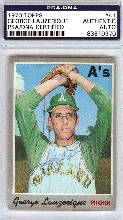 George Lauzerique Autographed 1970 Topps Card #41 Oakland A's PSA/DNA #83810970 - RSA