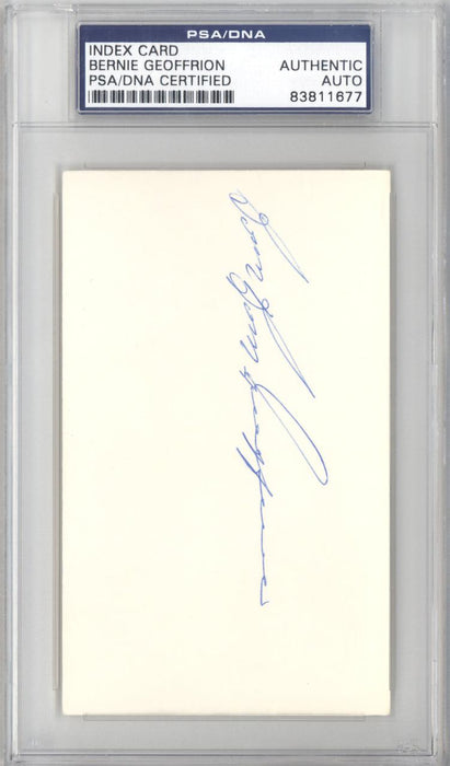 Bernie "Boom Boom" Geoffrion Autographed 3x5 Index Card Montreal Canadiens, New York Rangers PSA/DNA #83811677 - RSA