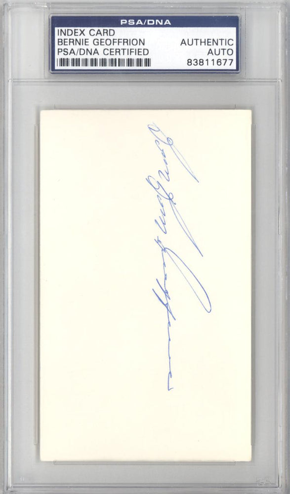 Bernie "Boom Boom" Geoffrion Autographed 3x5 Index Card Montreal Canadiens, New York Rangers PSA/DNA #83811677 - RSA
