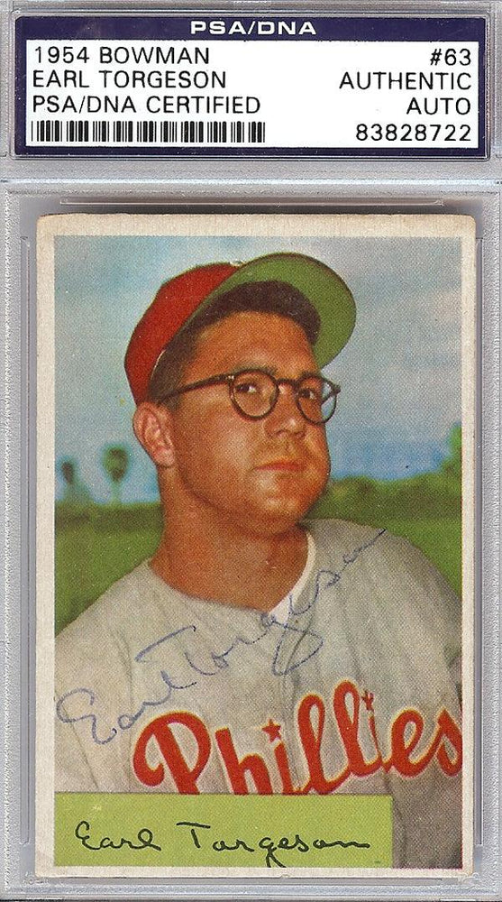 Earl Torgeson Autographed 1954 Bowman Card #63 Phillies PSA/DNA #83828722 - RSA