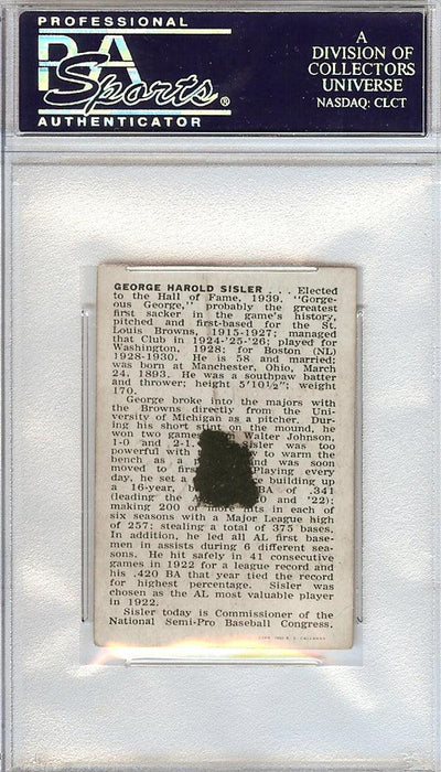 George Sisler Autographed 1950 Callahan HOF Card PSA/DNA #83840764 - RSA