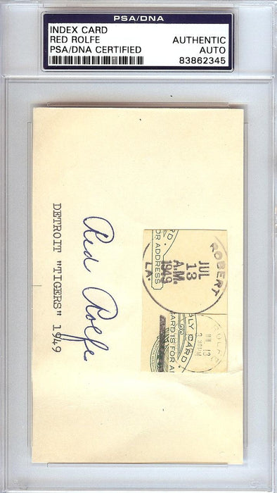 Red Rolfe Autographed 3x5 Index Card New York Yankees PSA/DNA #83862345 - RSA