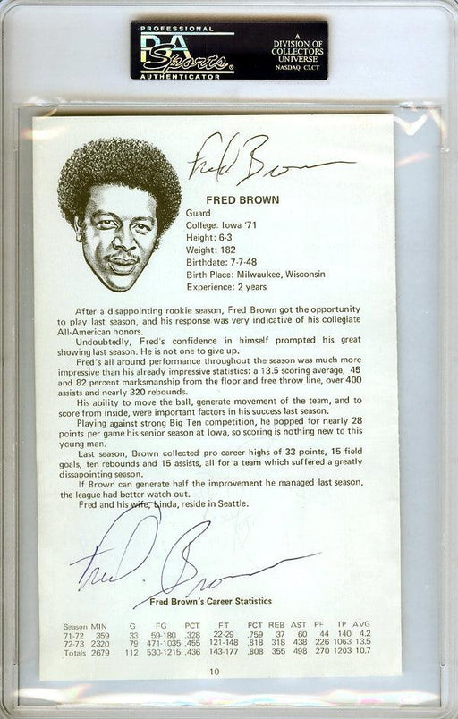 John Brisker & "Downtown" Fred Brown Autographed 5x8 Photo Seattle Sonics PSA/DNA #83894745 - RSA