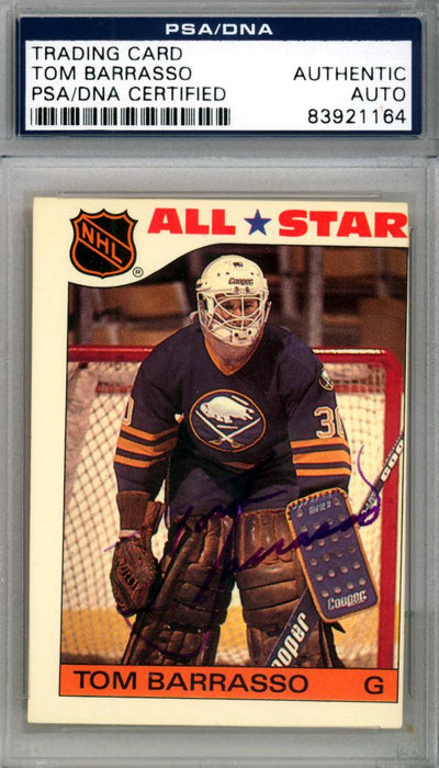 Tom Barrasso Autographed 1985-86 Topps Sticker Card #12 Buffalo Sabres PSA/DNA #83921164 - RSA