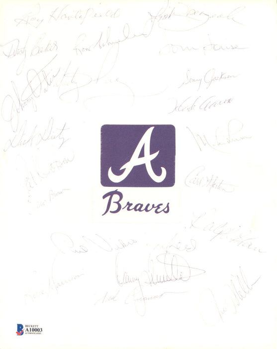 1973 Atlanta Braves Autographed 8x10 Cut Signature With 21 Total Signatures Including Hank Aaron Beckett BAS #A10003 - RSA