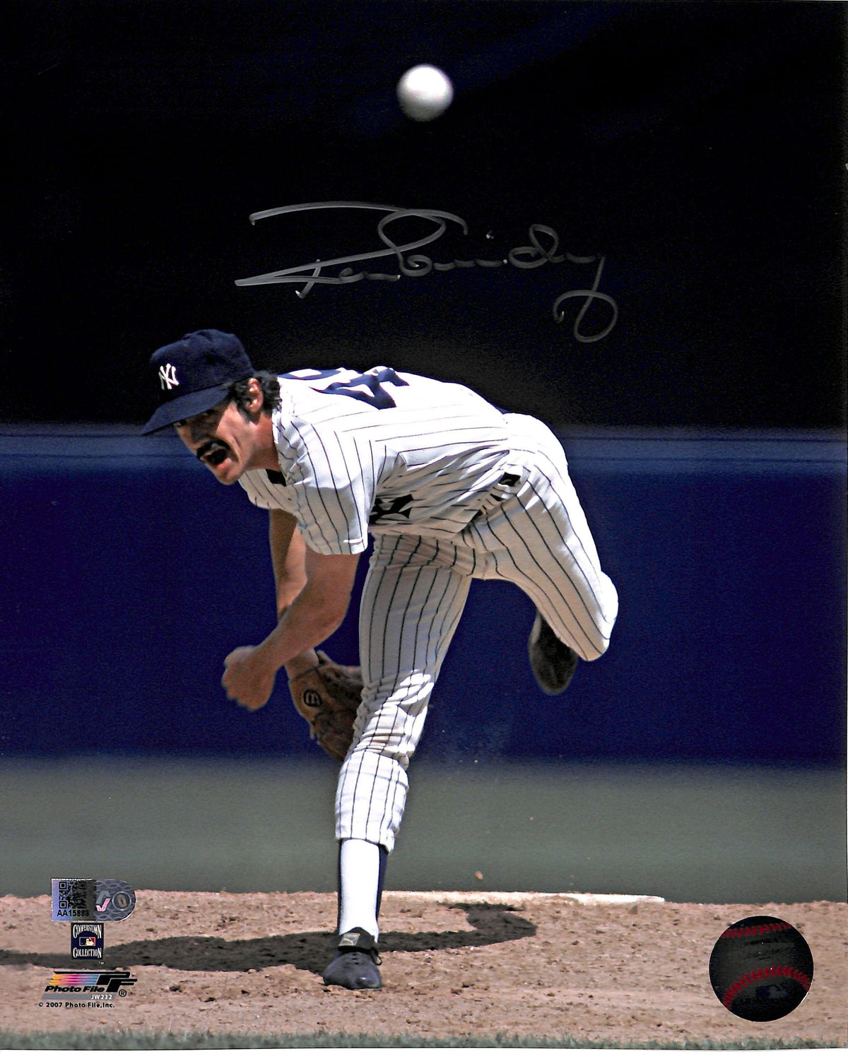 Ron Guidry Signed 8x10 Pitching Photo (AIV) — RSA