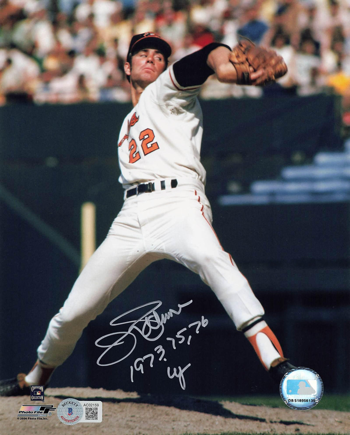 Jim Palmer Autographed Baltimore Orioles 8x10 Pitching Photo W