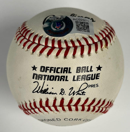 Pokey Reese Signed Baseball Rawlings MLB (BAS AC02960) — RSA