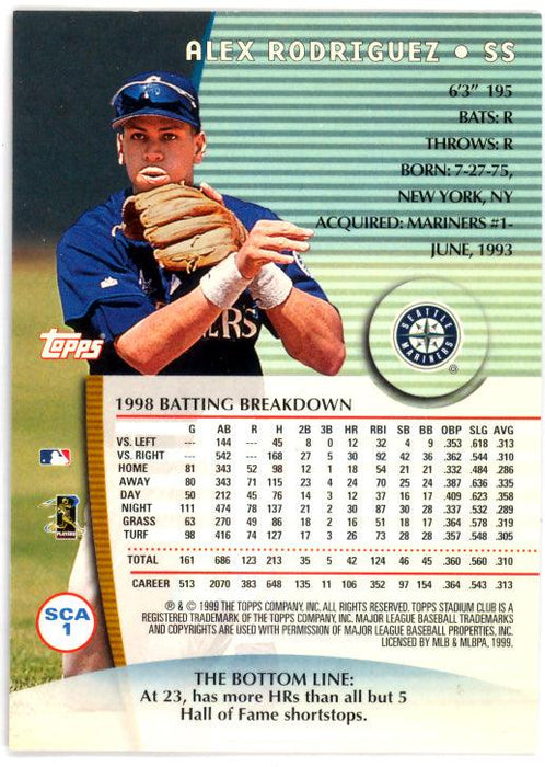  1999 Topps # 135 Alex Rodriguez Seattle Mariners