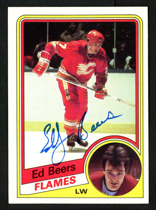 Ed Beers Autographed 1984-85 Topps Card #24 Calgary Flames SKU #152050 - RSA