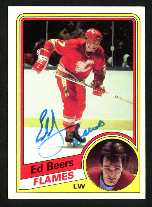 Ed Beers Autographed 1984-85 Topps Card #24 Calgary Flames SKU #152051 - RSA