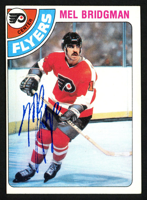 Mel Bridgman Autographed 1978-79 Topps Card #26 Philadelphia Flyers SKU #153515 - RSA