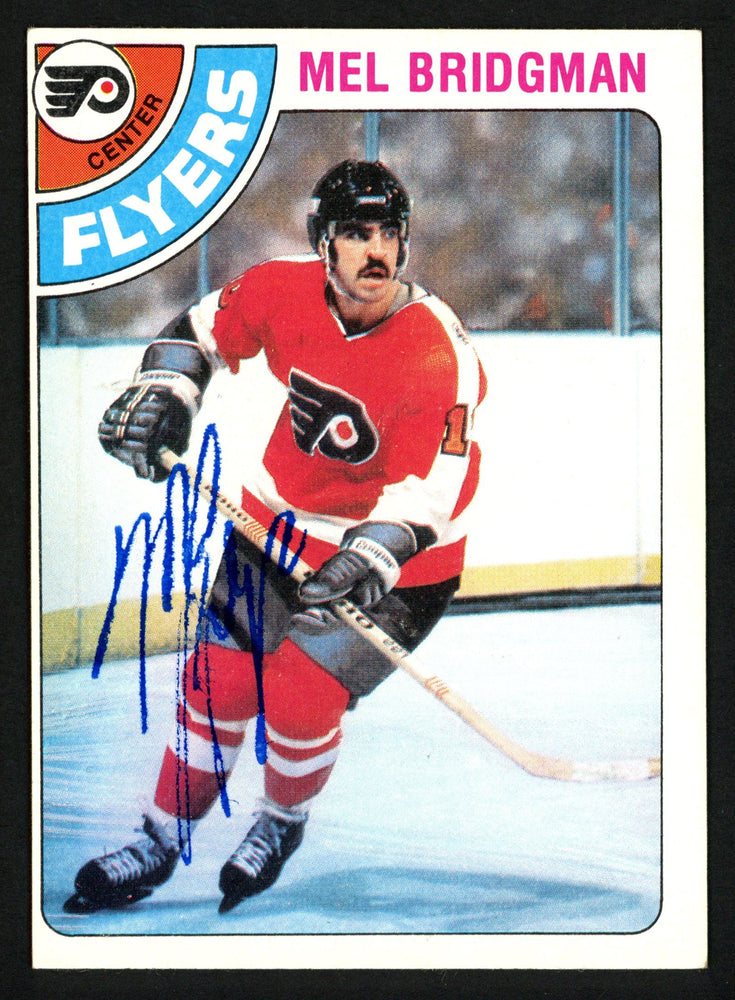 Mel Bridgman Autographed 1978-79 Topps Card #26 Philadelphia Flyers SKU #153515 - RSA