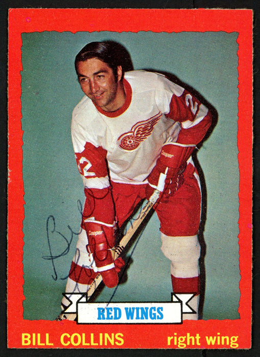 Bill Collins Autographed 1973-74 Topps Card #158 Detroit Red Wings SKU #149988 - RSA