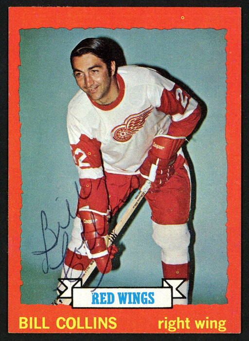 Bill Collins Autographed 1973-74 Topps Card #158 Detroit Red Wings SKU #149989 - RSA