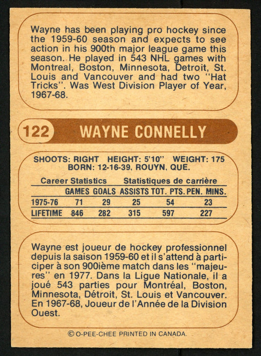 Wayne Connelly Autographed 1976-77 WHA O-Pee-Chee Card #122 Calgary Cowboys SKU #151729 - RSA