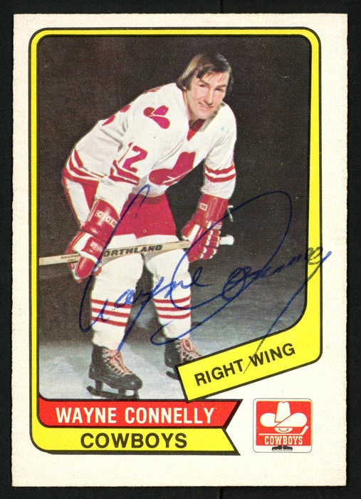 Wayne Connelly Autographed 1976-77 WHA O-Pee-Chee Card #122 Calgary Cowboys SKU #151729 - RSA