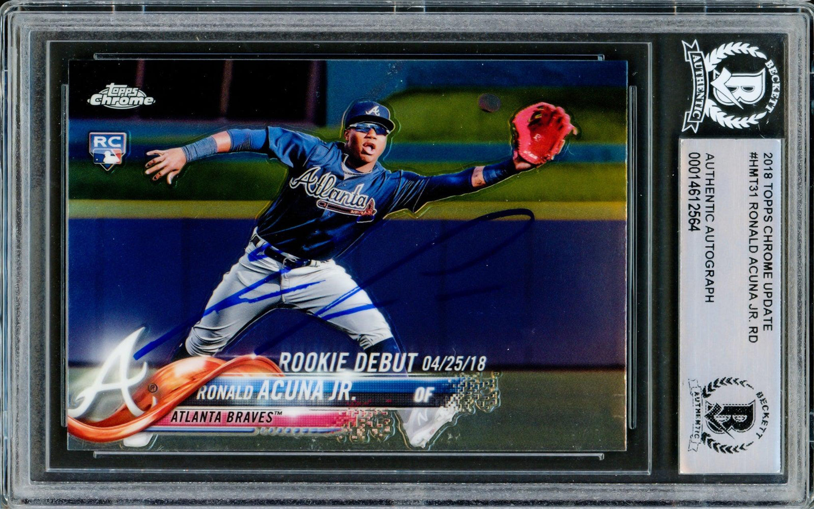 Ronald Acuna Jr. Autographed 2018 Topps Chrome Update Rookie Card #HMT — RSA