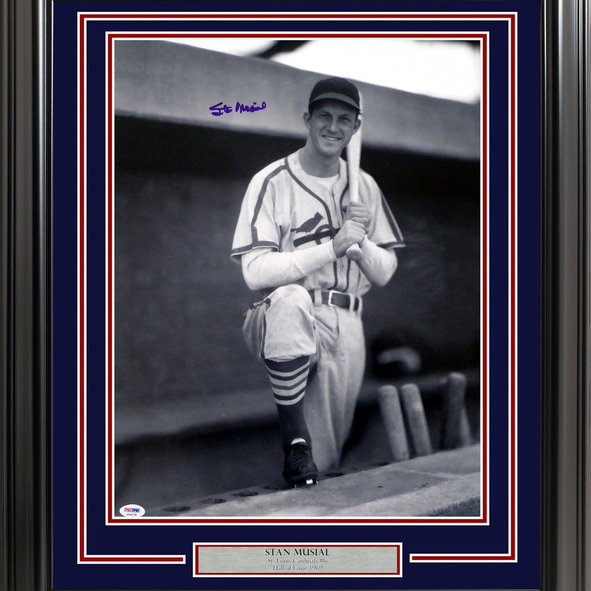 Stan Musial Autographed St. Louis Cardinals (White #6) Deluxe Framed J –  Palm Beach Autographs LLC