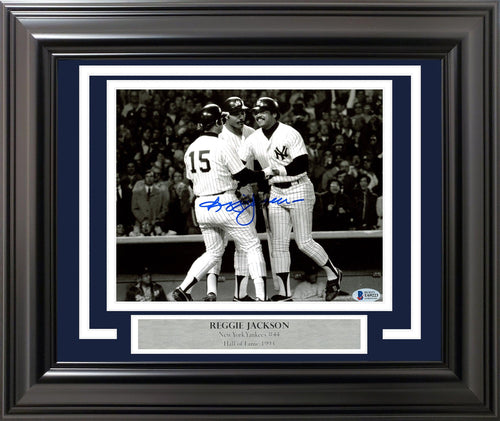 Reggie Jackson Autographed and Framed Gray Yankees Jersey
