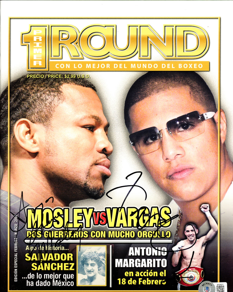 Sugar Shane Mosley & Fernando Vargas Autographed Primer Round Magazine Beckett BAS #BH29271