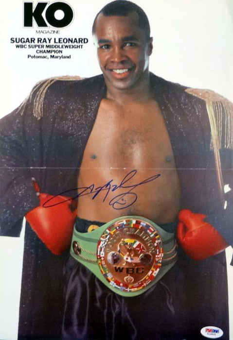 Sugar Ray Leonard Autographed 11x15.5 Magazine Poster Photo PSA/DNA #T19820 - RSA