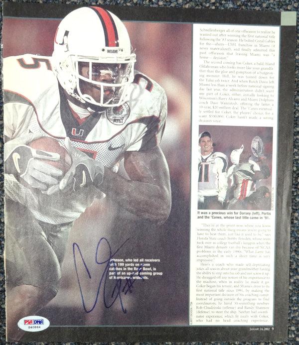 Andre Johnson 9x10.5 Autographed Magazine Page Photo Miami Hurricanes PSA/DNA #S40864 - RSA