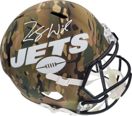 Zach Wilson Autographed New York Jets Camo Full Size Replica Speed Helmet Beckett BAS QR Stock #194725 - RSA