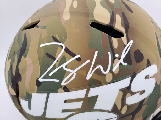 Zach Wilson Autographed New York Jets Camo Full Size Replica Speed Helmet Beckett BAS QR Stock #194725 - RSA