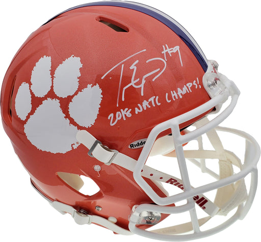 Travis Etienne Autographed Clemson Tigers Orange Full Size Authentic Speed Helmet "2018 Natl Champs!" Beckett BAS Stock #193991 - RSA
